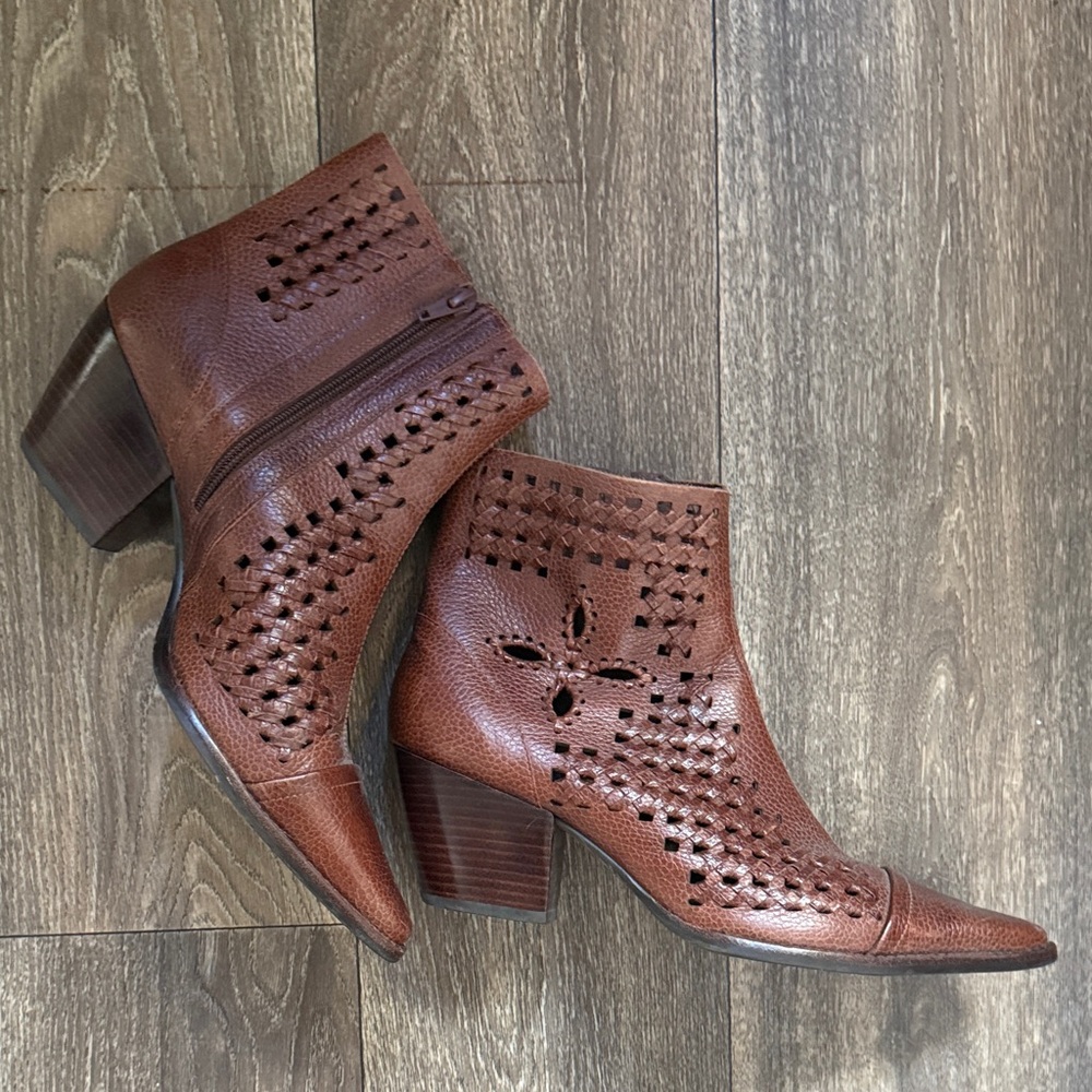 Matisse Brown Perforated Leather Ankle Booties
